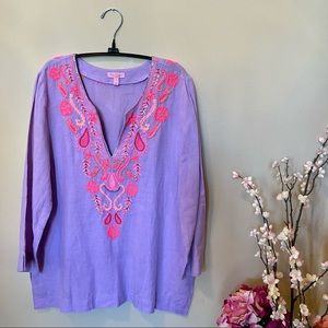 Lilly Pulitzer Lavender/Pink Amelia Island Linen Tunic Size Large